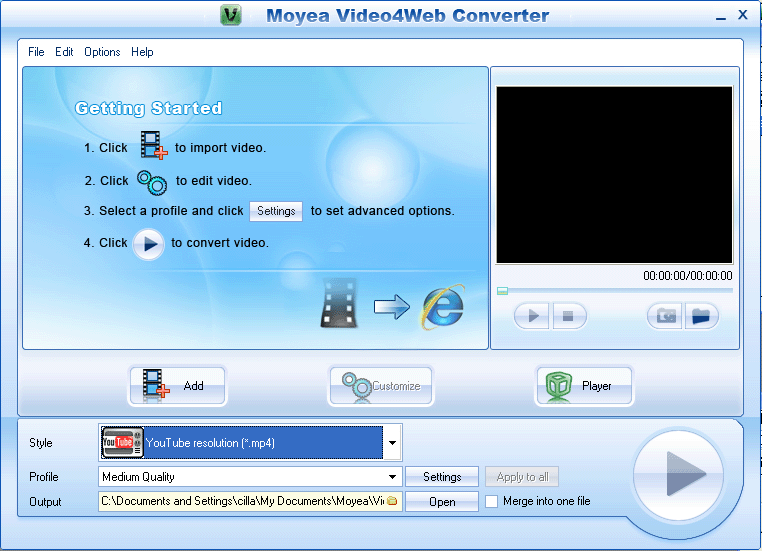 Moyea Video4Web Converter Screenshot