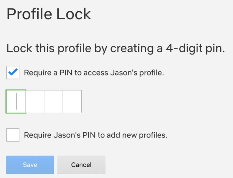 Profile PIN settings