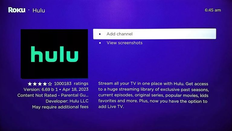hulu installation on roku
