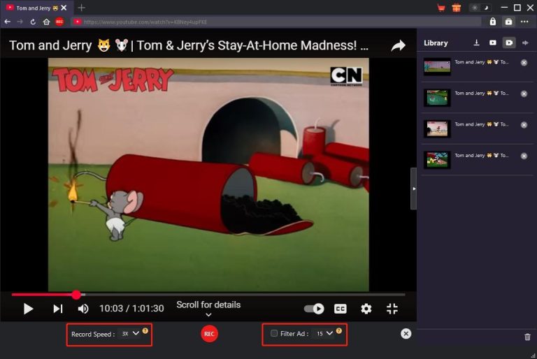 recording toolbar in moyea