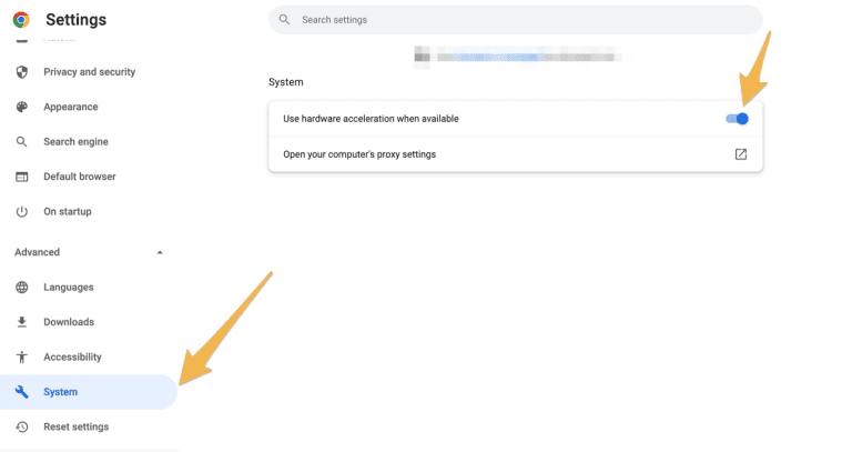 disable hardware acceleration in your browser