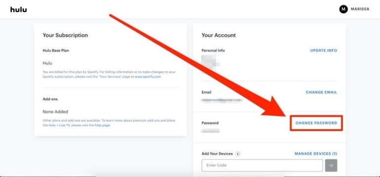 change hulu password