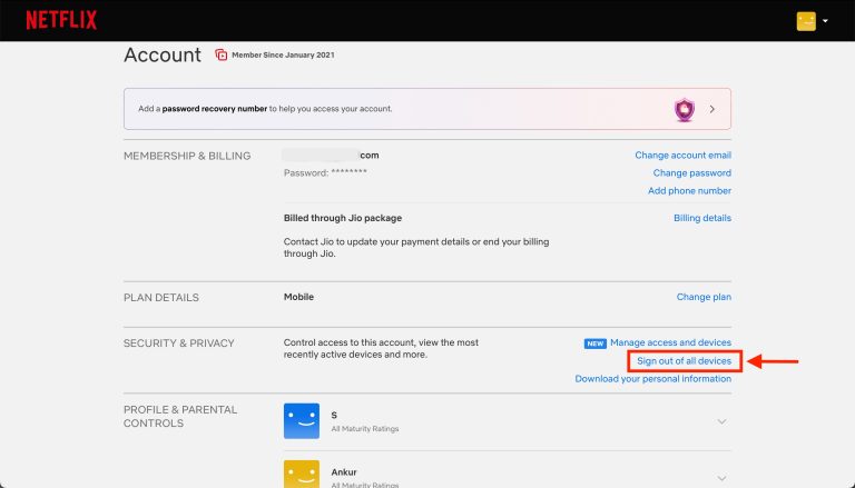 log out of netflix on all devices