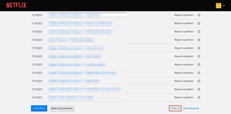 hide Netflix watch history pc