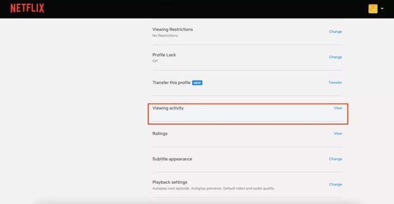 netflix view activity pc