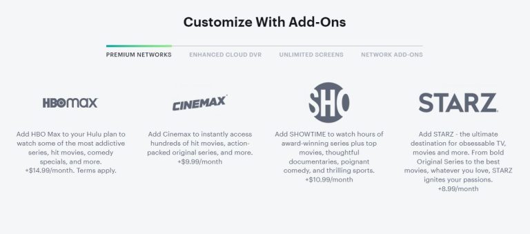 hulu add-ons streaming limits